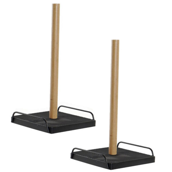 Keukenrolhouder - 2x stuks - zwart - 16 x 30 cm - Keukenpapier - keukenrol houders - van hout