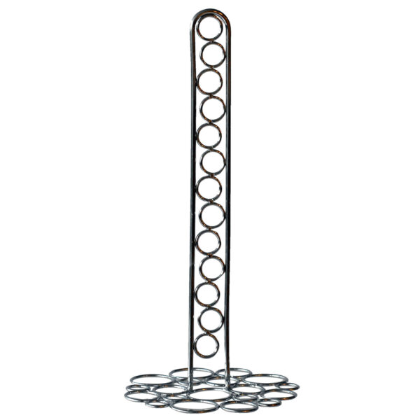 Metalen keukenrolhouder rond met cirkelmotief zilver D16 x H36 cm