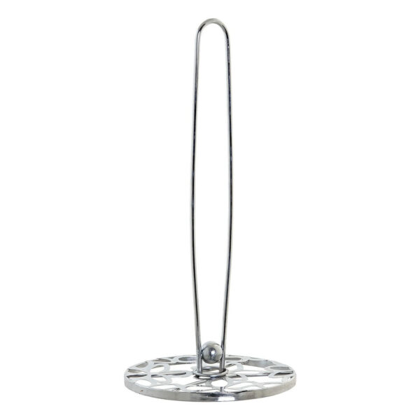 RVS keukenrolhouder zilver met bloemetjespatroon D14 x H29 cm