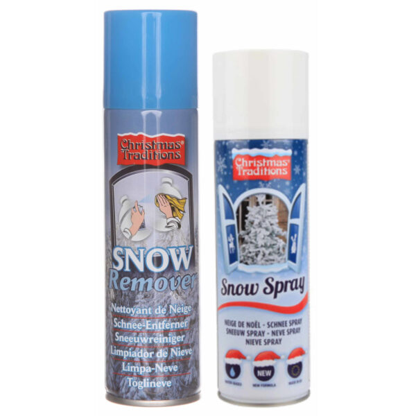 Kunstsneeuw spray set 1x sneeuw spuitbus 600 ml en 1x verwijderaar spuitbus 125 ml