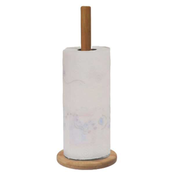 Excellent Houseware Keukenrolhouder - bamboe hout - D14 x H32 cm