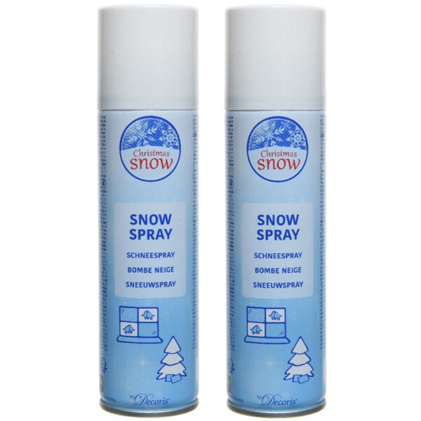 Decoris Sneeuwspray - 2x - wit - 150 ml - spuitsneeuw - kunstsneeuw