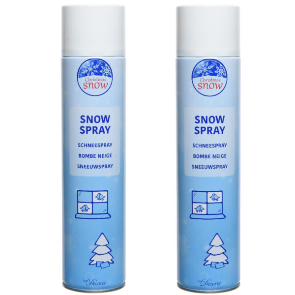 Decoris Sneeuwspray - 2x - wit - 400 ml - spuitsneeuw - kunstsneeuw -