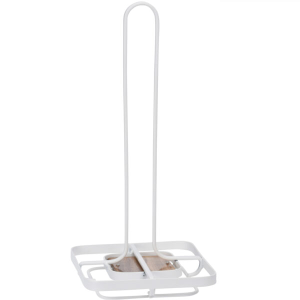 Excellent Houseware Keukenrolhouder - staand - metaal - wit - D13 x H30 cm