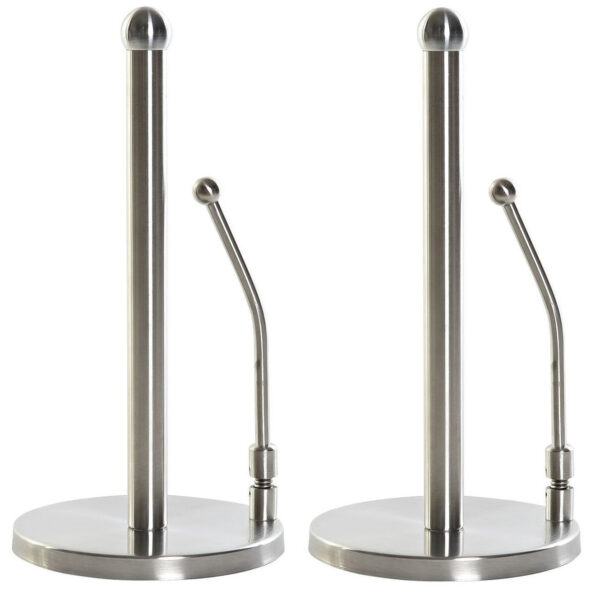 Keukenrolhouder inox RVS 17 x 35 cm - 2x stuks - Keukenpapier/keukenrol houders van RVS