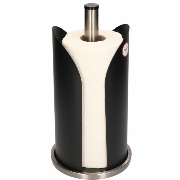 Zeller keukenrolhouder - rond - metaal - zwart - 15 x 31 cm