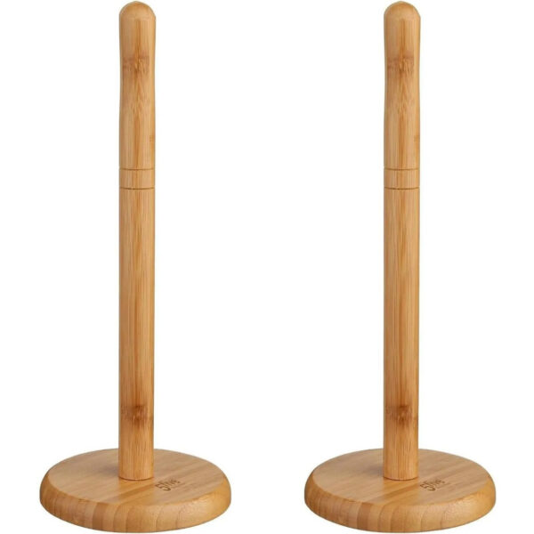 Five keukenrolhouder - 2x - naturel - 12,5 x 32 cm - bamboe hout