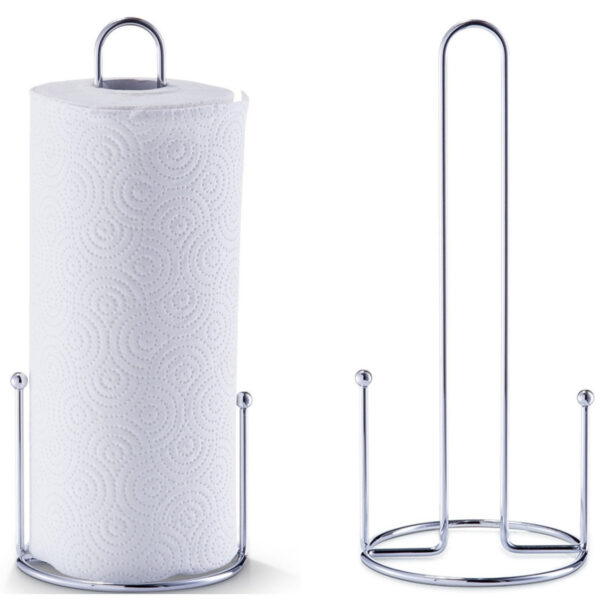 2x Zilveren metalen keukenrolhouders rond 13,5 x 30 cm
