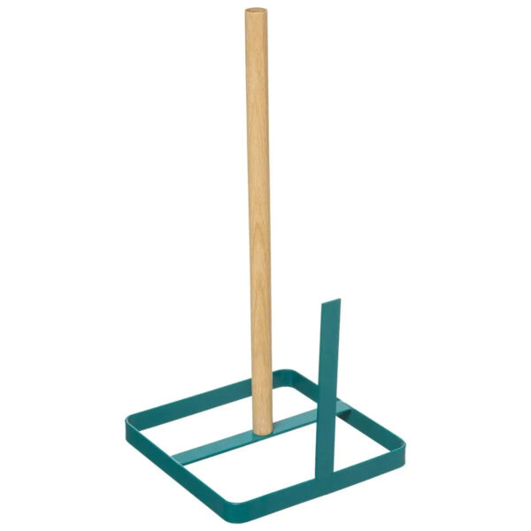 5Five Keukenrolhouder - ijzer/hout - 15 x 30 cm - petrol groen - Keukenpapier houder