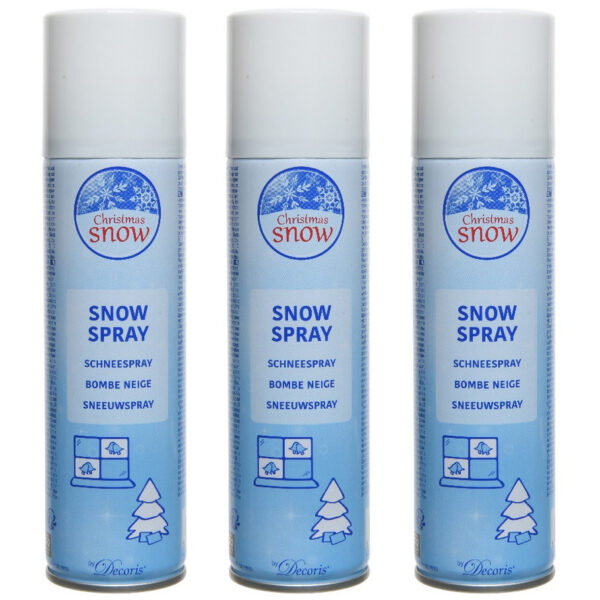 Decoris Sneeuwspray - 3x - wit - 150 ml - spuitsneeuw - kunstsneeuw -